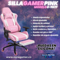 Silla gamer E-1127F Pink + reposapiés y ruedas en silicona