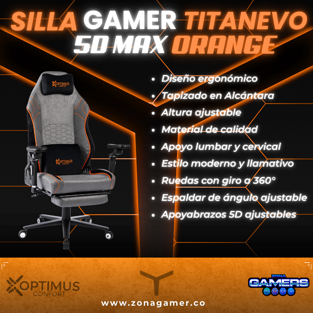 Silla Gamer TITANEVO 5D MAX Orange