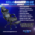 Silla Gamer Titan-1039F Blue con reposapiés y ruedas en silicona