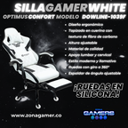 Silla Gamer DOWLINE-1039F White con reposapiés y ruedas en silicona