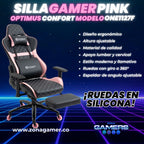 Silla gamer ONE -1127F Pink  + reposapiés y ruedas en silicona