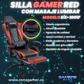 Silla Gamer DX-1001F Red con masajeador lumbar y reposapiés incluido