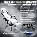Silla Gamer Defensor-1039F White con reposapiés y ruedas en silicona