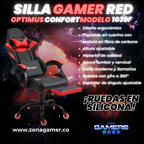 Silla Gamer 1039F Red con reposapiés y ruedas en silicona