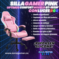 Silla gamer GT-1039F Pink con luces RGB + reposapiés y ruedas en silicona