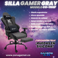 Silla Gamer CO-1102F Gray, tapizada en tela con reposapiés y ruedas en silicona