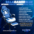 Silla Gamer Devil-1039F Blue con reposapiés y ruedas en silicona