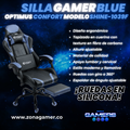 Silla Gamer Shine-1039F Blue con reposapiés y ruedas en silicona