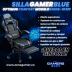 Silla Gamer Shine-1039F Blue con reposapiés y ruedas en silicona