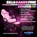 Silla gamer ARMOR-1039F Pink con luces RGB + reposapiés y ruedas en silicona