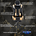 Silla Gamer A231001F Black Gold con reposapies