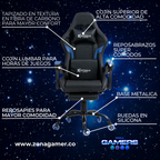 Silla Gamer Titan-1039F Blue con reposapiés y ruedas en silicona