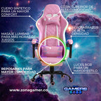Silla Gamer Optimus Confort Armor RGB Pink con masajeador lumbar y reposapiés incluido