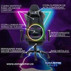 Silla Gamer EAR-1127F + masajeador lumbar con reposapiés incluido y ruedas en silicona