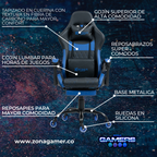 Silla Gamer CIR-1039F Blue con reposapiés y ruedas en silicona