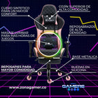 Silla Gamer ONE -1127F + masajeador lumbar con reposapiés incluido y ruedas en silicona
