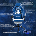 Silla Gamer Devil-1039F Blue con reposapiés y ruedas en silicona
