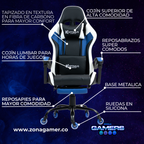 Silla Gamer Thunder-1039F Blue con reposapiés y ruedas en silicona