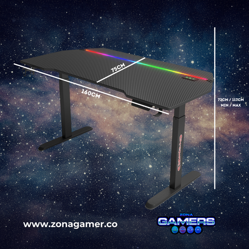 Escritorio Gamer Y-111, Con motor eléctrico y luces RGB