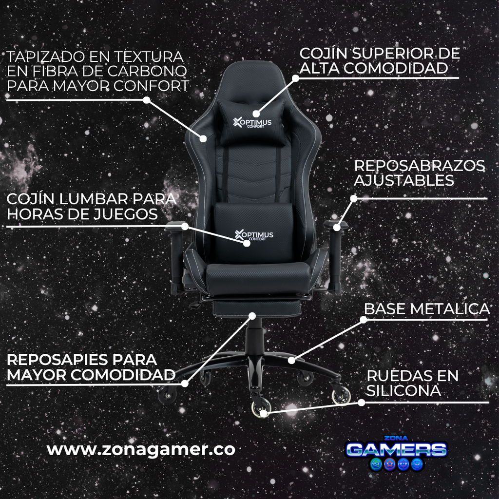 Silla Gamer DX-1127F PRO Black con reposapiés y ruedas en silicona