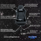Silla Gamer DX-1127F PRO Black con reposapiés y ruedas en silicona