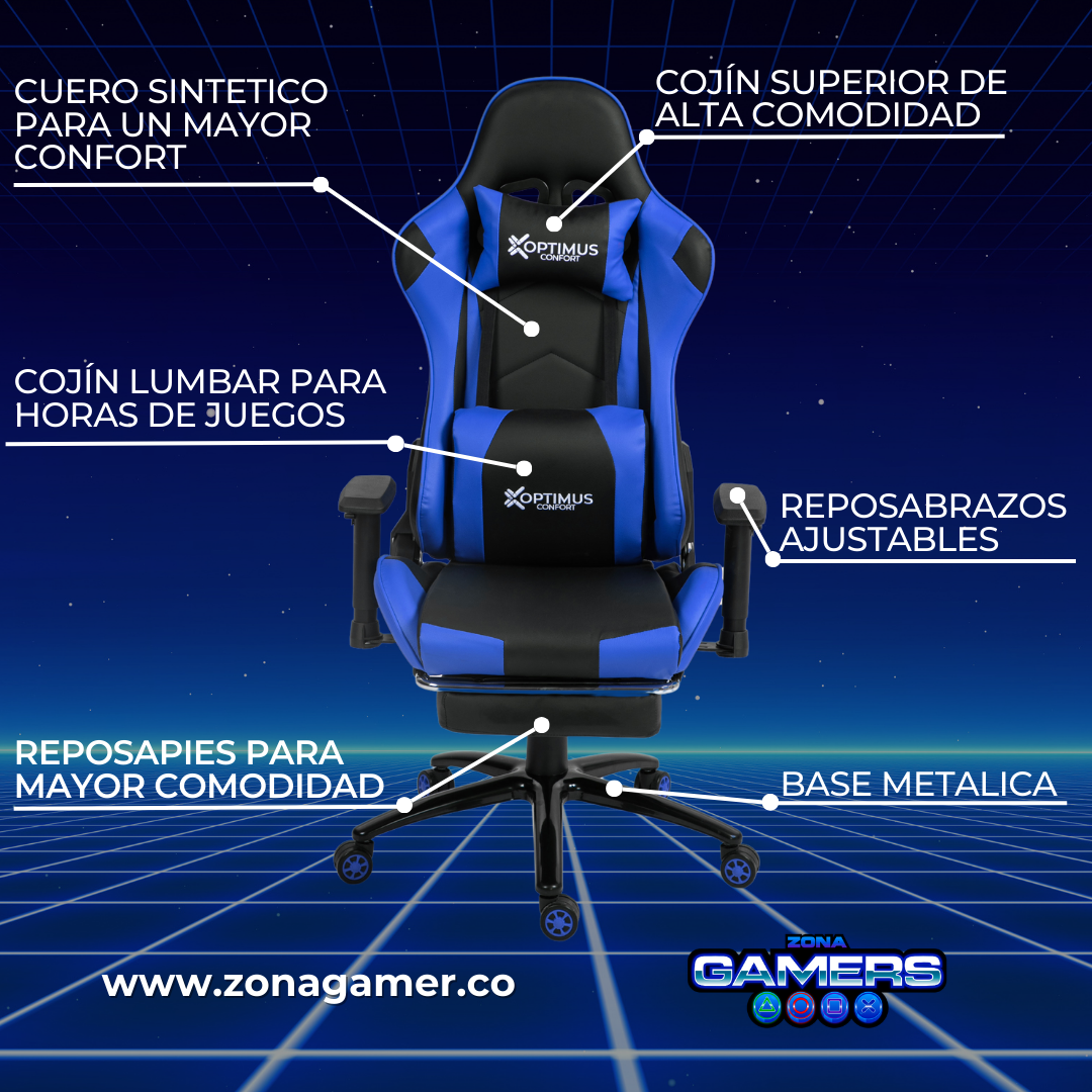 Silla gamer GT-1001F Blue + reposapiés