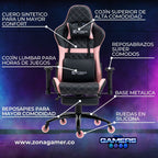 Silla gamer ONE -1127F Pink  + reposapiés y ruedas en silicona