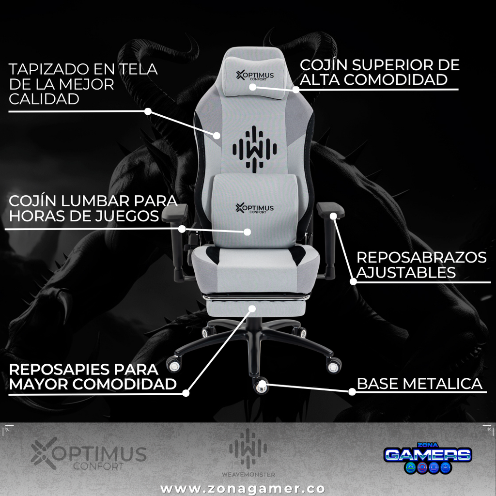 Silla Gamer Luxur Elegant Grey.