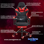 Silla Gamer 1039F Red con reposapiés y ruedas en silicona