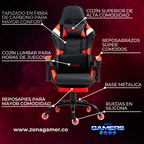 Silla Gamer E-1127F Red con reposapiés y ruedas en silicona
