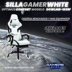 Silla Gamer DOWLINE-1039F White con reposapiés y ruedas en silicona