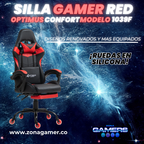 Silla Gamer 1039F Red con reposapiés y ruedas en silicona