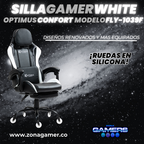 Silla Gamer Fly-1039F White con reposapiés y ruedas en silicona