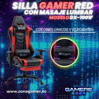 Silla Gamer DX-1001F Red con masajeador lumbar y reposapiés incluido