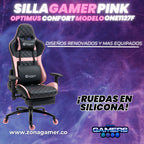 Silla gamer ONE -1127F Pink  + reposapiés y ruedas en silicona