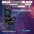 Silla gamer Optimus Confort modelo Armor Black con luces RGB