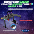 Escritorio Gamer Y-103, Con motor eléctrico y luces RGB
