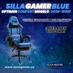 Silla Gamer DOW-1039F Blue con reposapiés y ruedas en silicona