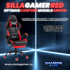 Silla Gamer ARMOR-1127F Red con reposapiés y ruedas en silicona