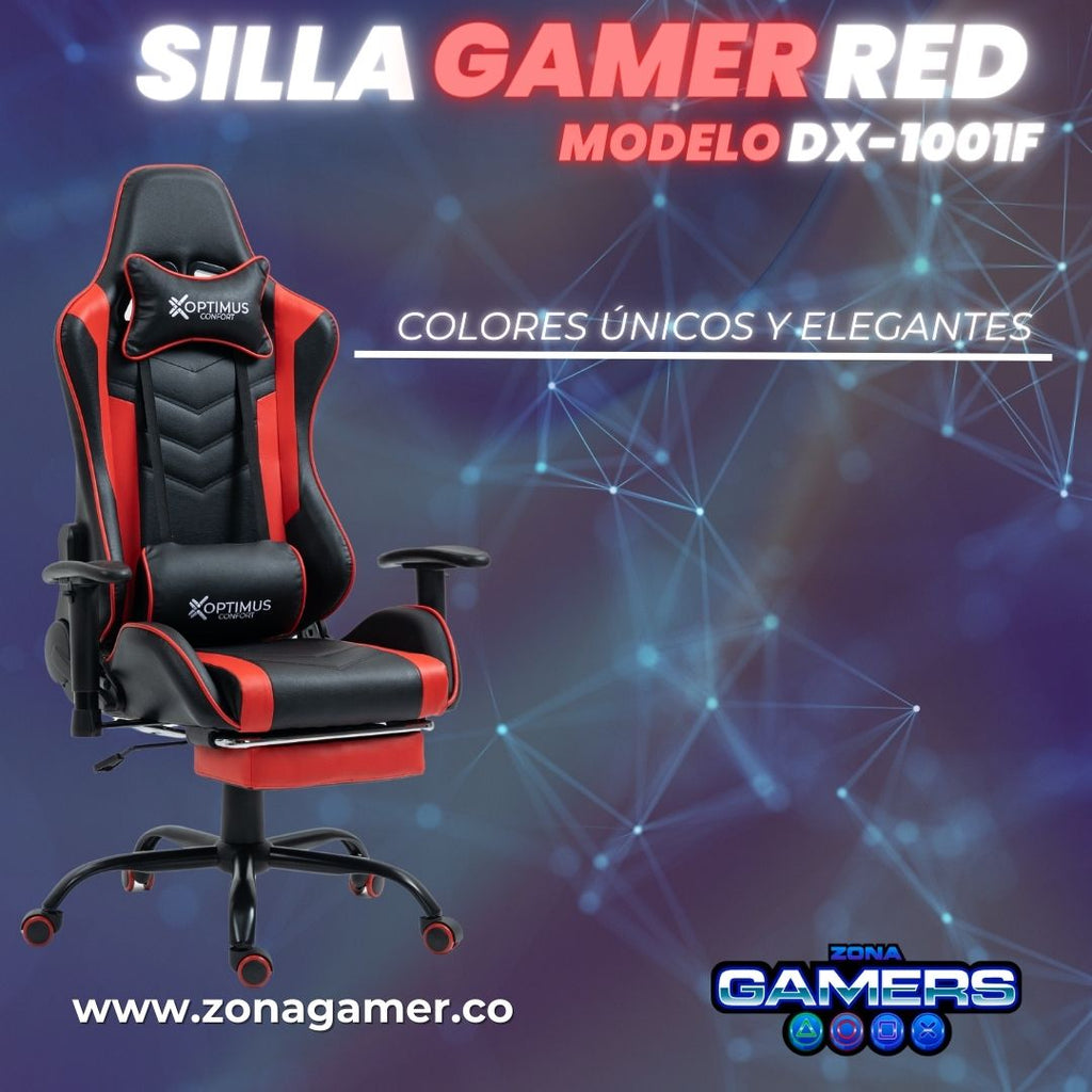 Silla Gamer DX-1001F Red con reposapiés