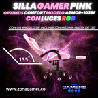 Silla gamer ARMOR-1039F Pink con luces RGB + reposapiés y ruedas en silicona