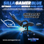 Silla Gamer DOW-1039F Blue con reposapiés y ruedas en silicona