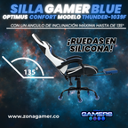 Silla Gamer Thunder-1039F Blue con reposapiés y ruedas en silicona