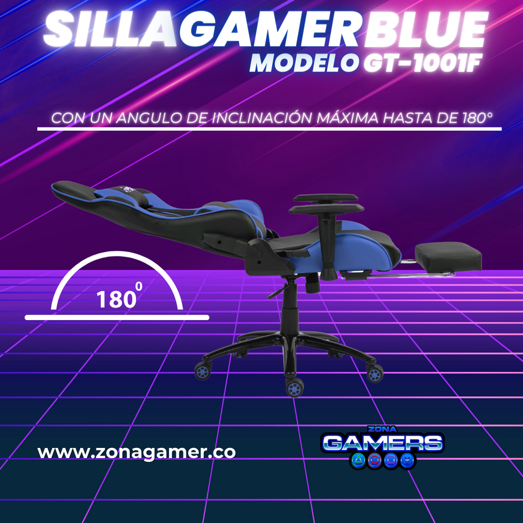 Silla gamer GT-1001F Blue + reposapiés