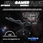 Silla Gamer DX-1127F PRO Black con reposapiés y ruedas en silicona