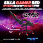 Silla Gamer 1039F Red con reposapiés y ruedas en silicona
