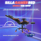 Silla Gamer CIR-1001F Red con reposapiés y ruedas en silicona