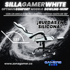 Silla Gamer DOWLINE-1039F White con reposapiés y ruedas en silicona