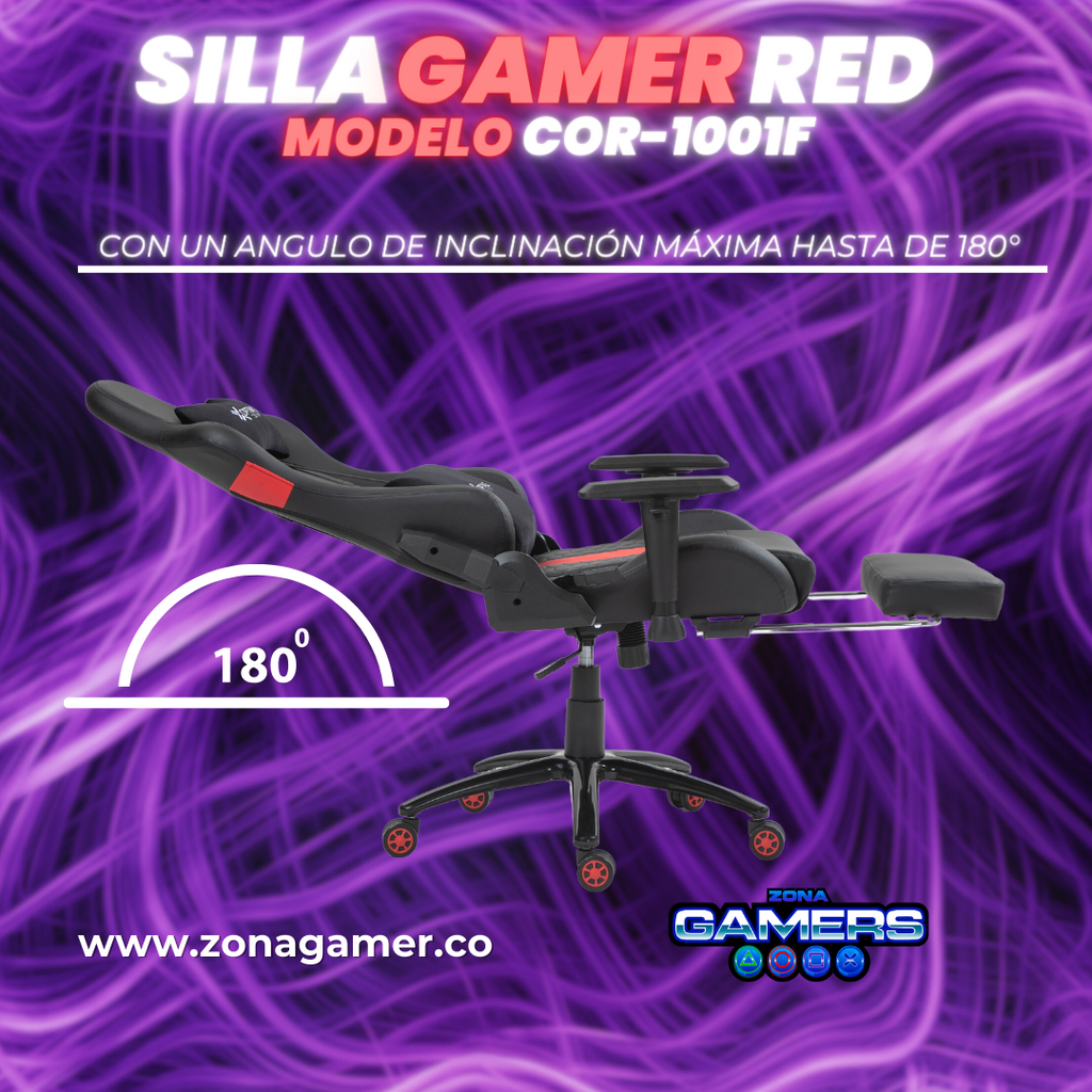 Silla Gamer COR-1001F Red con reposapiés