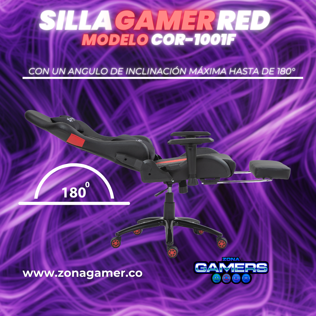 Silla Gamer COR-1001F Red con reposapiés